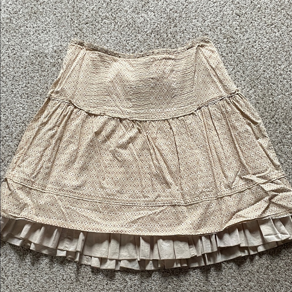 American Eagle Outfitters Beige and Gold A-Line Skirt Boho Coquette Twee Vintage